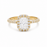 14K Yellow Gold Square Cz Fashion Women's Ring - Miral Jewelry