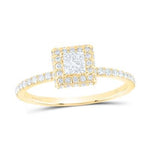 14K Yellow Gold Square Diamond Engagement Ring with 0.33Tw Square Cushion and 0.75Tw Round Diamonds - Miral Jewelry