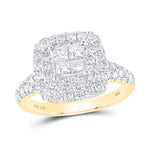 14K Yellow Gold Square Diamond Engagement Ring with 1.50Tw Round Diamonds - Miral Jewelry