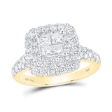 14K Yellow Gold Square Diamond Engagement Ring with 1.50Tw Round Diamonds - Miral Jewelry