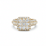 14K Yellow Gold Square Diamond Engagement Ring with 2.05Tw Round Diamond - Miral Jewelry