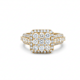 14K Yellow Gold Square Diamond Engagement Ring with 2.05Tw Round Diamond - Miral Jewelry