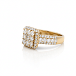 14K Yellow Gold Square Diamond Engagement Ring with 2.05Tw Round Diamond - Miral Jewelry