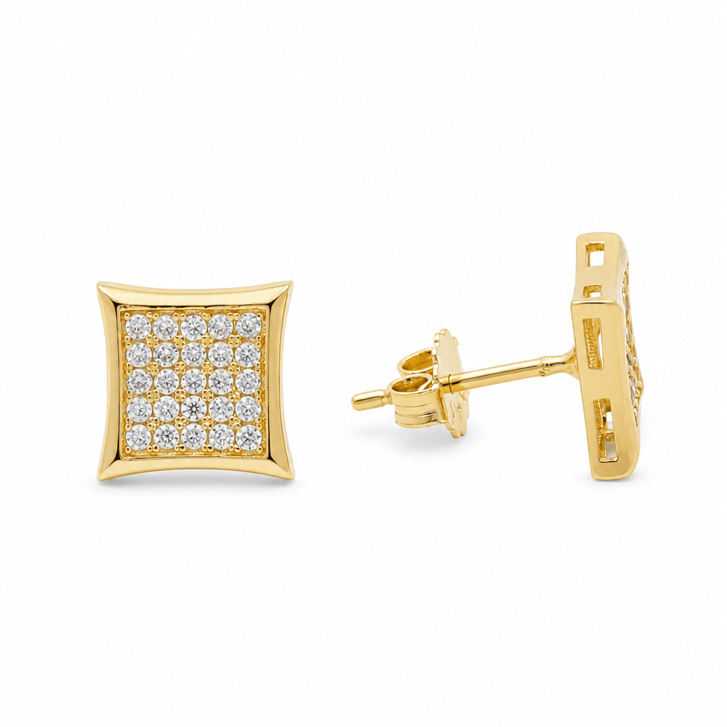 14K Yellow Gold Square Earrings - Miral Jewelry