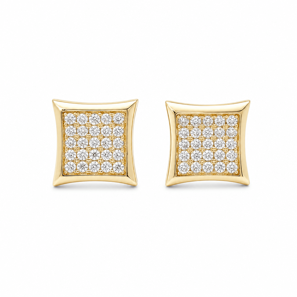 14K Yellow Gold Square Earrings - Miral Jewelry
