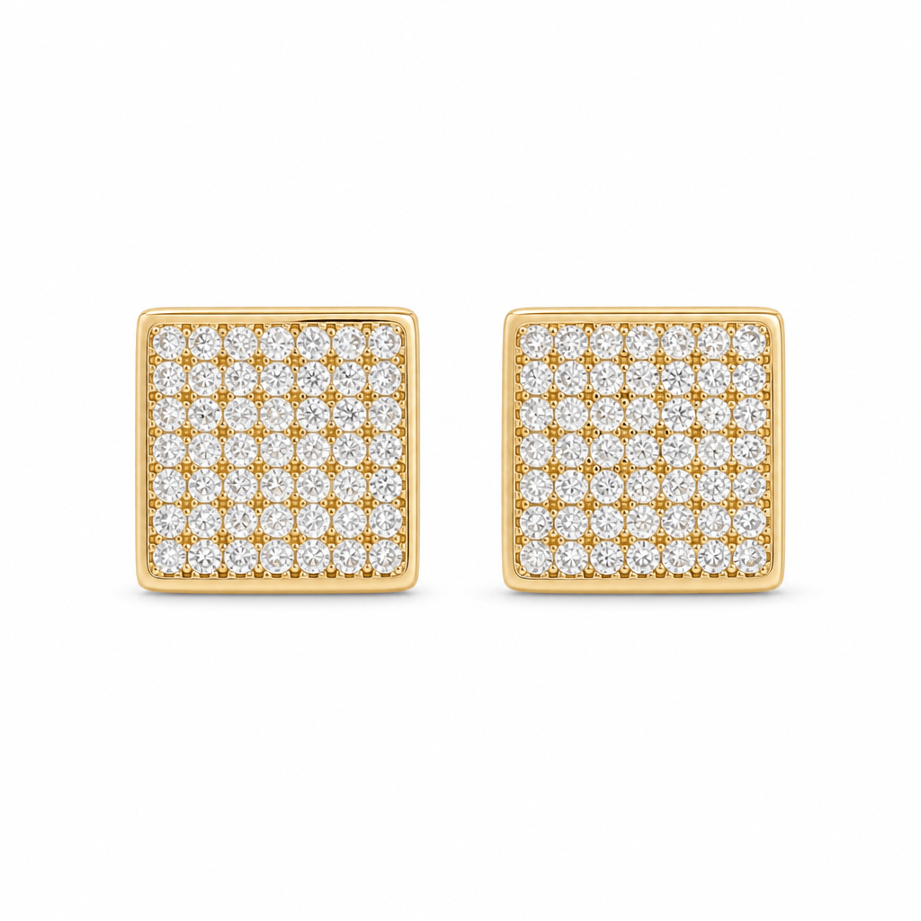 14K Yellow Gold Square Earrings - Miral Jewelry