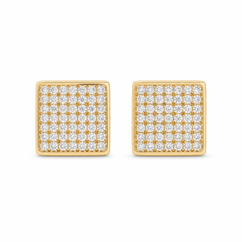 14K Yellow Gold Square Earrings - Miral Jewelry
