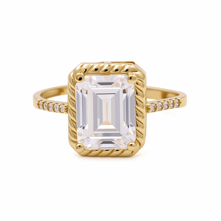 14K Yellow Gold Square Fashion Women's Ring - Miral Jewelry