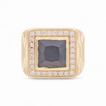 14k Yellow Gold Square Onix Fashion Ring - Miral Jewelry