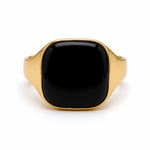 14k Yellow Gold Square Onix Men's Fashion Ring - Miral Jewelry