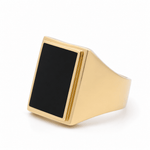 14k Yellow Gold Square Onyx Fashion Men's Ring - Miral Jewelry