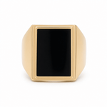 14k Yellow Gold Square Onyx Fashion Men's Ring - Miral Jewelry