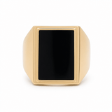 14k Yellow Gold Square Onyx Fashion Men's Ring - Miral Jewelry