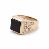 14k Yellow Gold Square Onyx Fashion Ring - Miral Jewelry