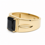 14k Yellow Gold Square Onyx Fashion Ring Men's - Miral Jewelry