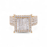 14K Yellow Gold Square Rings with 2.32Tw Baguette and Round Lab Diamonds - Miral Jewelry