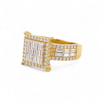 14K Yellow Gold Square Rings with 2.32Tw Baguette and Round Lab Diamonds - Miral Jewelry