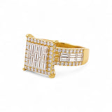 14K Yellow Gold Square Rings with 2.32Tw Baguette and Round Lab Diamonds - Miral Jewelry