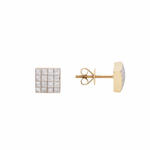 14K Yellow Gold Square Stud Diamond Earrings with 0.85Tw Square Diamonds - Miral Jewelry