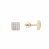 14K Yellow Gold Square Stud Diamond Earrings with 0.85Tw Square Diamonds - Miral Jewelry