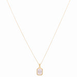 14K Yellow Gold Square White Necklace - Miral Jewelry