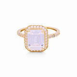 14K Yellow Gold Square White with Cz Fashion Women's Ring - Miral Jewelry