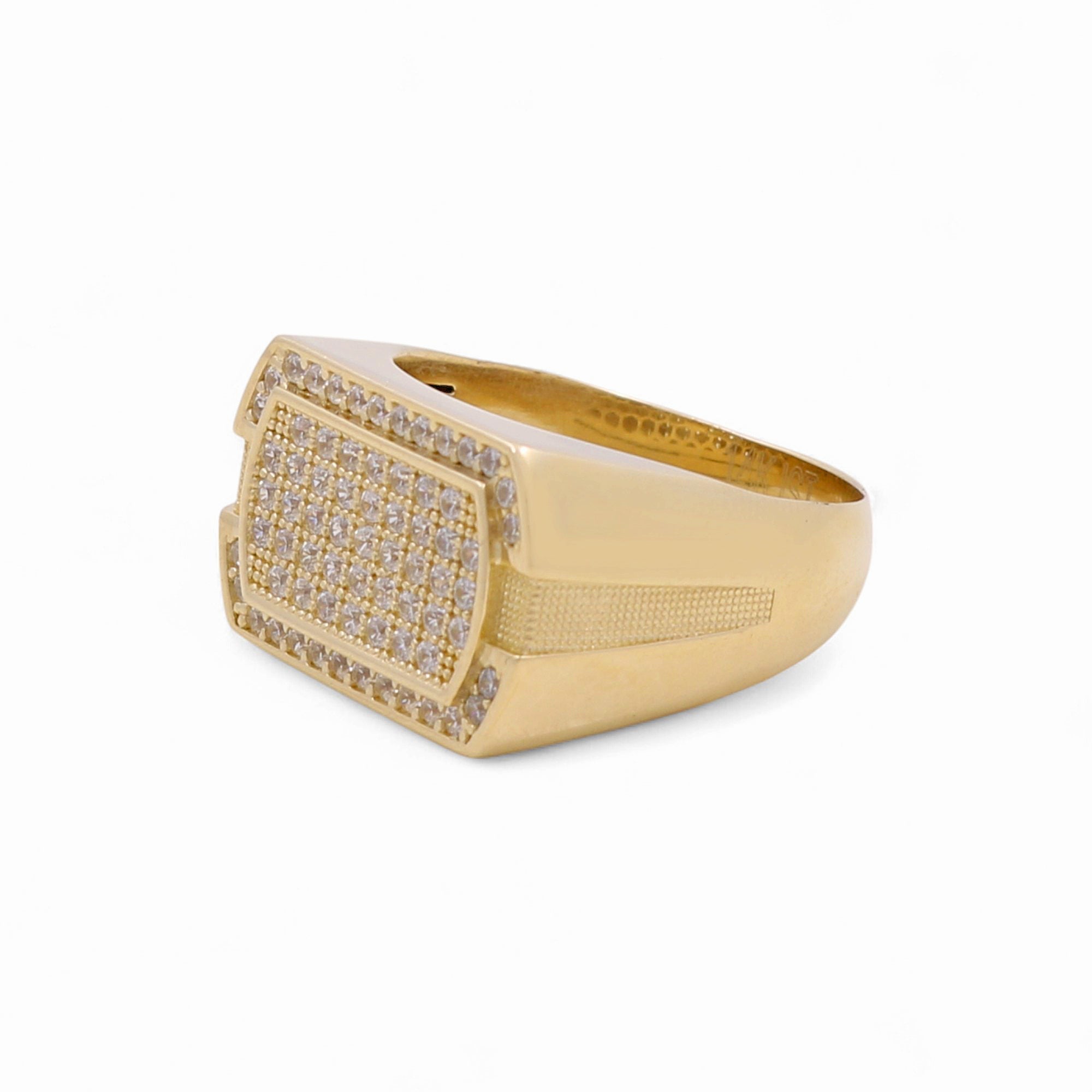 14k Yellow Gold Square wit CZ Men's Fashion Ring - Miral Jewelry