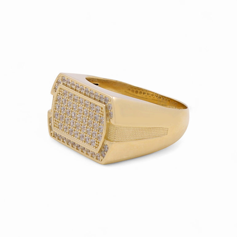 14k Yellow Gold Square wit CZ Men's Fashion Ring - Miral Jewelry