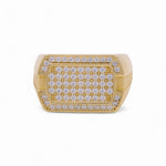 14k Yellow Gold Square wit CZ Men's Fashion Ring - Miral Jewelry