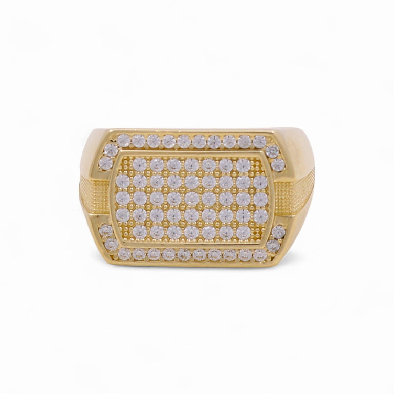 14k Yellow Gold Square wit CZ Men's Fashion Ring - Miral Jewelry
