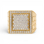 14k Yellow Gold Square with CZ Fashion Men's Ring - Miral Jewelry