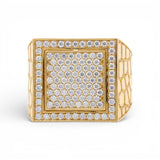 14k Yellow Gold Square with CZ Fashion Men's Ring - Miral Jewelry