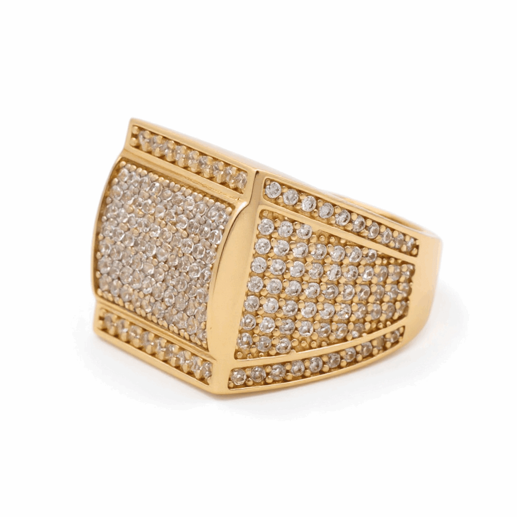 14k Yellow Gold Square with Cz Fashion Ring - Miral Jewelry