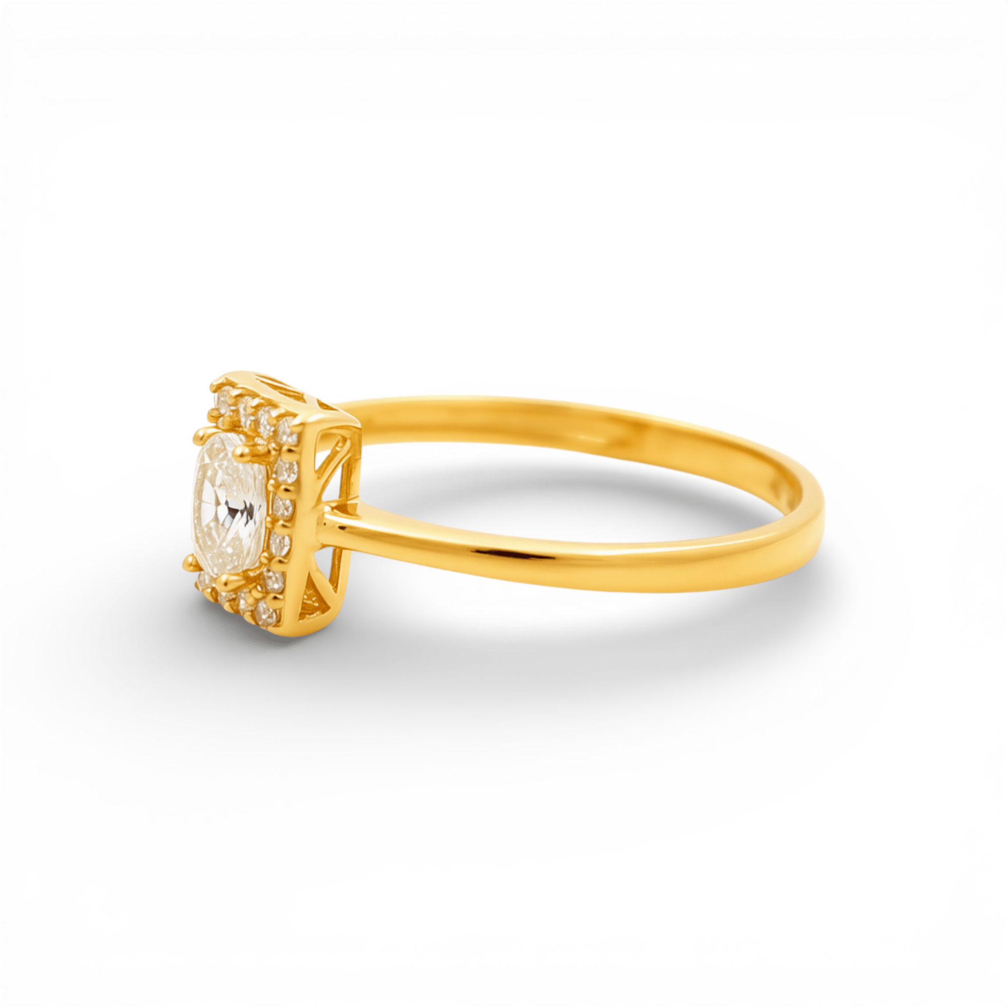 14K Yellow Gold Square with CZ Fashion Women's Ring - Miral Jewelry
