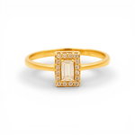 14K Yellow Gold Square with CZ Fashion Women's Ring - Miral Jewelry