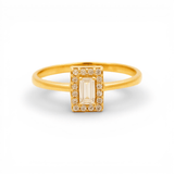 14K Yellow Gold Square with CZ Fashion Women's Ring - Miral Jewelry