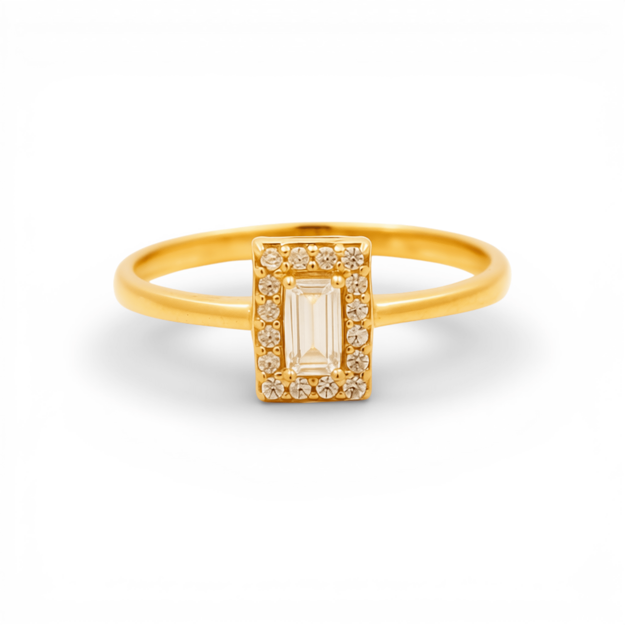 14K Yellow Gold Square with CZ Fashion Women's Ring - Miral Jewelry