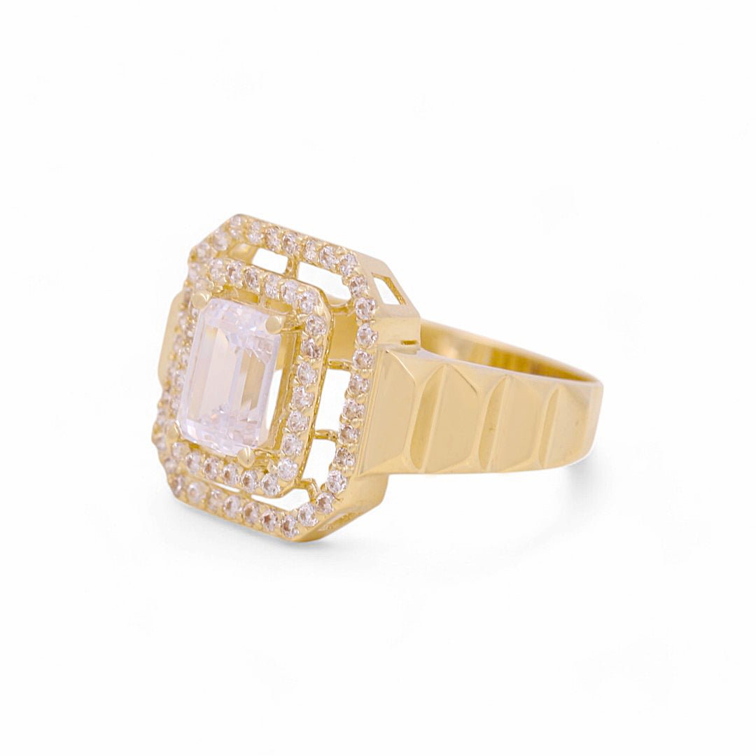 14K Yellow Gold Square with CZ Fashion Women's Ring - Miral Jewelry