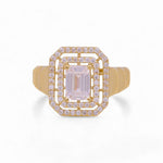 14K Yellow Gold Square with CZ Fashion Women's Ring - Miral Jewelry