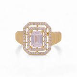 14K Yellow Gold Square with CZ Fashion Women's Ring - Miral Jewelry