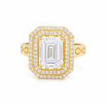 14K Yellow Gold Square with Cz Fashion Women's Ring - Miral Jewelry