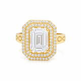14K Yellow Gold Square with Cz Fashion Women's Ring - Miral Jewelry