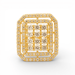 14K Yellow Gold Square with CZ Fashion Women's Ring - Miral Jewelry
