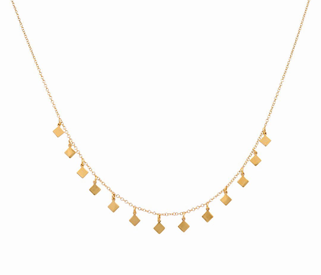 14K Yellow Gold Square Women's Necklace - Miral Jewelry