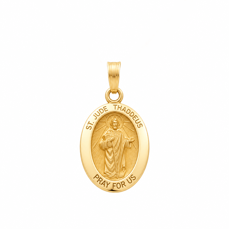 14K Yellow Gold St Jude Thaddeus Medal Pendant - Miral Jewelry