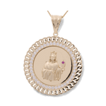 14K Yellow Gold Sta Barbara Medal Men's Pendant - Miral Jewelry