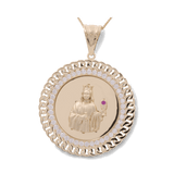 14K Yellow Gold Sta Barbara Medal Men's Pendant - Miral Jewelry