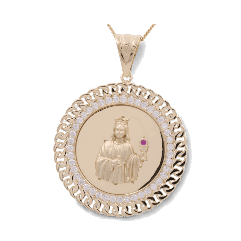 14K Yellow Gold Sta Barbara Medal Men's Pendant - Miral Jewelry