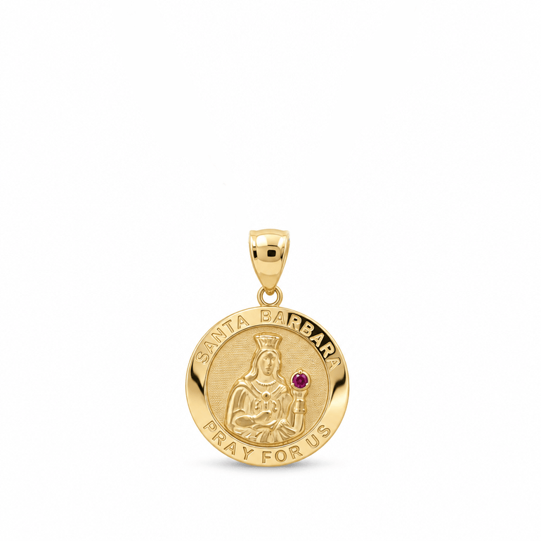 14K Yellow Gold Sta Barbara Medal Pendant - Miral Jewelry