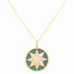 14k Yellow Gold Star Diamond Necklace 16" with 0.30Tw Round Diamonds - Miral Jewelry